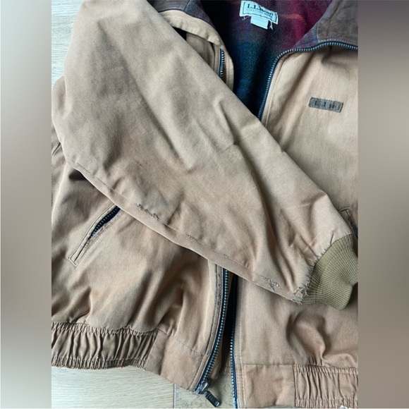 L.L. Bean Tan Bomber Jacket with Brown Collar - Picture 6 of 11